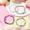 4Pcs 4 Styles Natural Rose Quartz & Lepidolite & Amethyst Chip Beaded Stretch Bracelet Sets BJEW-JB10841-2
