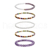 Faceted Glass & Natural Amethyst Stretch Beaded Bracelets Sets BJEW-TA00202-04-4