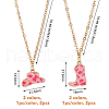 FIBLOOM 4Pcs 4 Style Hat & Shoes Enamel Pendant Necklaces Set with Cable Chains NJEW-FI0001-11-2