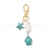 Starfish & Sea Turtle Synthetic Turquoise & Natural White Mother of Pearl Shell Chip Pendant Decorations HJEW-JM03169-02-2