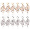 BENECREAT 12Pcs 2 Colors Brass Micro Pave Clear Cubic Zirconia Pendants KK-BC0013-19-1