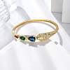 Rack Plating Brass Micro Pave Cubic Zirconia Hinged Bangles BJEW-H624-01G-2