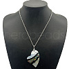 Alloy Pave Natural Colorful Abalone Shell Pendant Vintage Statement Necklaces HC0064-5-1