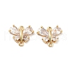 Brass Clear Cubic Zirconia Connector Charms KK-M233-53G-2