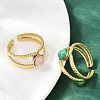 316 Stainless Steel with Natural Mixed Gemstone Cuff Rings RJEW-Z098-01G-11-3