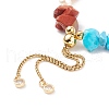 Natural Mixed Gemstone Chips Beaded Silder Bracelet with Pearl BJEW-JB08326-5