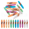  12Pcs 6 Colors Transparent Resin & Walnut Wood Big Pendants WOOD-TA0002-03-2
