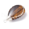 Natural Tiger Eye Pendants PALLOY-JF01307-05-4