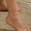 Sweet and Lovely Grass Beaded & Iron Paperclip Chain Anklets for Daily Vacation Gift XC5889-1-2