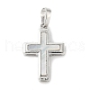 Brass Pave Natural White Shell Pendants KK-S522-01C-P-1