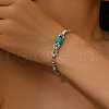 Synthetic Turquoise & Zinc Alloy Flower Round Beaded Elegant Women's Bracelets ZF9311-1-2
