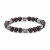 Natural Wood & Synthetic Hematite Beaded Stretch Bracelet BJEW-JB07928-1