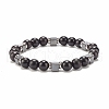 Natural Wood & Synthetic Hematite Beaded Stretch Bracelet BJEW-JB07928-1