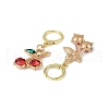 Cherry Alloy Rhinestone Dangle Hoop Earrings EJEW-JE06359-3