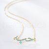 Cubic Zirconia Wave Pendant Necklace with Golden Brass Chains RP3424-1-2