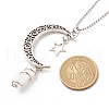Natural White Jade Bullet with Alloy Moon and Star Pendant Necklace NJEW-JN03912-01-7
