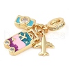 Rack Plating Brass Cubic Zirconia Summer European Dangle Charms X-KK-P287-01A-G-2
