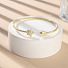 Clear Cubic Zirconia Open Cuff Bangle BJEW-G737-01G-04-2