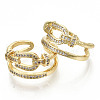 Brass Micro Pave Clear Cubic Zirconia Cuff Rings RJEW-S045-013G-NR-2