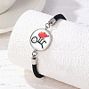 Alloy Glass Flat Round Link Bracelets WG69686-06-1
