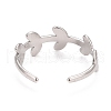 304 Stainless Steel Leaf Wrap Open Cuff Ring for Women RJEW-C025-15P-2