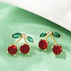 Cherry Brass Micro Pave Cubic Zirconia Stud Earrings EJEW-F895-26B-G-3
