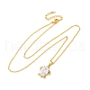 Brass Pave Clear Cubic Zirconia Sea Animal Pendant Necklaces NJEW-L184-02A-G-4