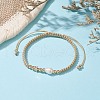 Mother's Day Jewellery Brass & Natural Pearl Braided Bead Bracelets BJEW-JB09721-02-2