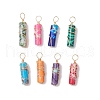 Synthetic Imperial Jasper/Synthetic Malachite/Natural Green Spot Jasper Column Copper Wire Wrapped Pendants PALLOY-JF03488-1