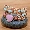 Bohemia Style Heart Natural Rhodochrosite & Shoushan Beads Multi-strand Bracelets FS-WGBC1C4-01-4