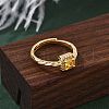 Brass Micro Pave Cubic Zirconia Finger Rings for Women RJEW-U049-04G-3