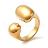 Ion Plating(IP) 304 Stainless Steel Oval Open Cuff Rings for Women Men RJEW-Z054-02G-02-1