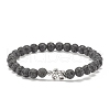 Natural Lava Rock & Alloy Beaded Stretch Bracelet BJEW-JB08309-4