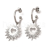 304 Stainless Steel Ring with Heart Dangle Stud Earrings EJEW-P219-01P-1