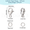 SUNNYCLUE 120Pcs 304 Stainless Steel Lobster Claw Clasps with 120Pcs Open Jump Rings STAS-SC0004-90-2