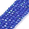 Electroplate Opaque Solid Color Glass Beads Strands EGLA-A044-P1mm-L32-1