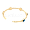Evil Eye Brass Enamel Open Cuff Bangles for Women BJEW-S147-08G-02-3