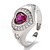 Brass Micro Pave Cubic Zirconia Cuff Rings RJEW-I077-04-2
