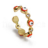 Flat Round with Evil Eye Brass Micro Pave Clear Cubic Zirconia with Enamel Cuff Rings FS-WG1191A-02-2