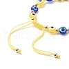 Evil Eye Resin Bead & Hamsa Hand Alloy Rhinestone Braided Beaded Bracelets for Girl Women BJEW-JB08740-02-6
