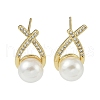Rack Plating Brass With ABS Imitation Pearl Beads EJEW-U006-04G-1