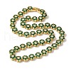 Rack Plating Brass Pave Cubic Zirconia Flower Link Necklaces for Women NJEW-B108-01G-05-1