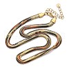 5.5MM Spray Painted Snake Skin 304 Stainless Steel Herringbone Chain Necklaces for Women NJEW-C083-03G-4