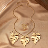 Leaf Alloy Dangle Earrings & Pendnat Necklaces & Rings Sets FS-WG696EC-01-4