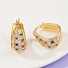 Brass Micro Pave Cubic Zirconia Hoop Earrings EJEW-F895-23B-G-2