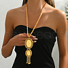 Modern fashion Brass and Iron Flower Textured Oval Tassel Pendant Nnecklaces for Women SB0714-2