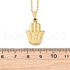 Hamsa Hand 304 Stainless Steel Pendant Necklaces NJEW-H059-01G-5