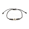 2Pcs Flat Round with Heart Acrylic Braided Bead Bracelets Set with Glass Seed BJEW-JB08034-01-5