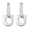 Brass Clear Cubic Zirconia U-Shaped Hoop Earrings EJEW-Q016-20P-2
