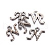 Gunmetal Plated Alloy Letter Pendants X-PALLOY-J718-01B-N-2